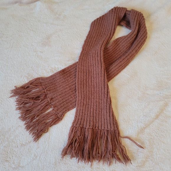 Handmade Scarf With Fringe Brown - Picture 1 of 9
